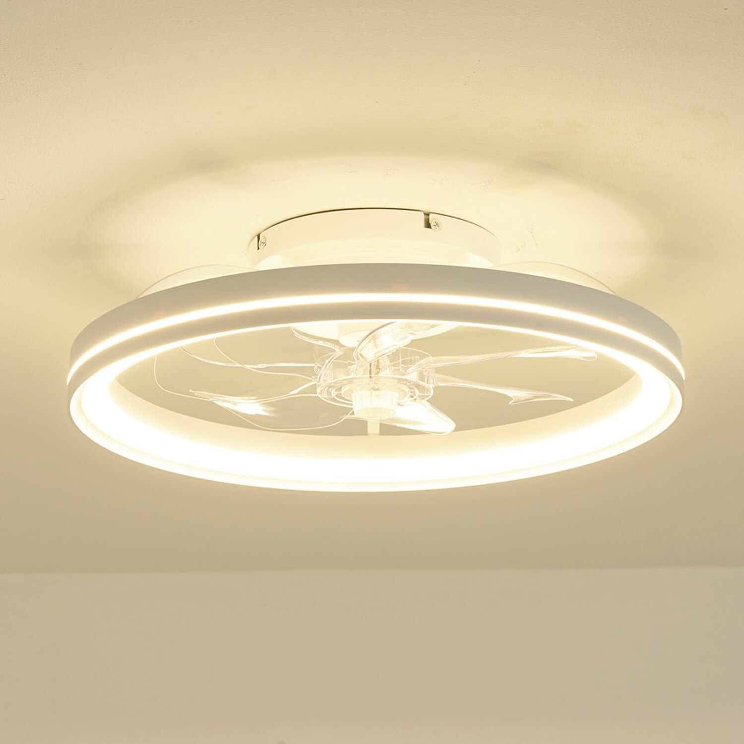 1070b White Flush Mount Bladeless Fan Light (0)