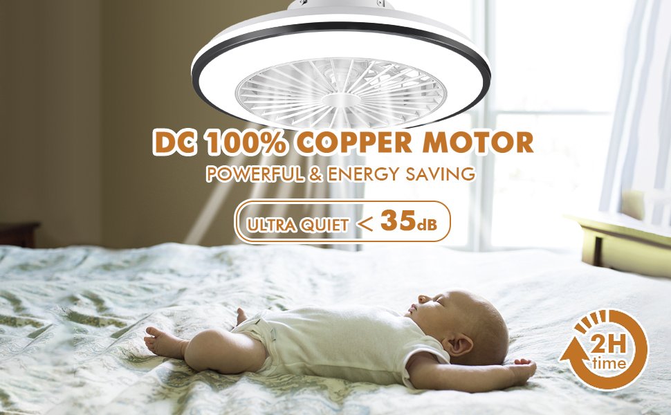 1076 Black Flush Mount Bladeless Fan Light (10)