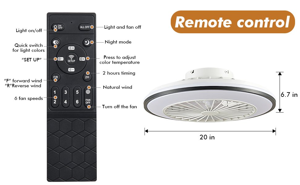 1076 Black Flush Mount Bladeless Fan Light (11)