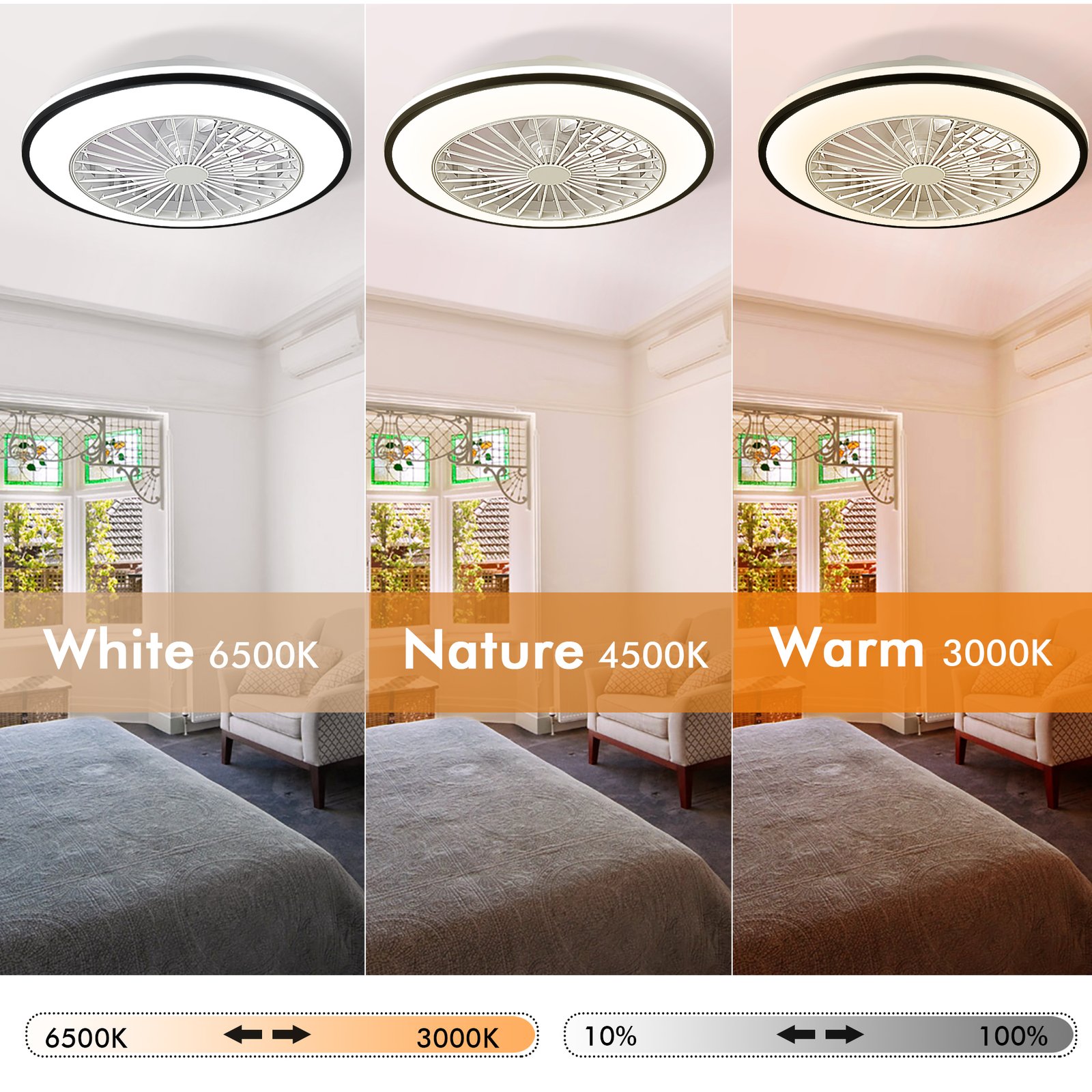 1076 Black Flush Mount Bladeless Fan Light (2)