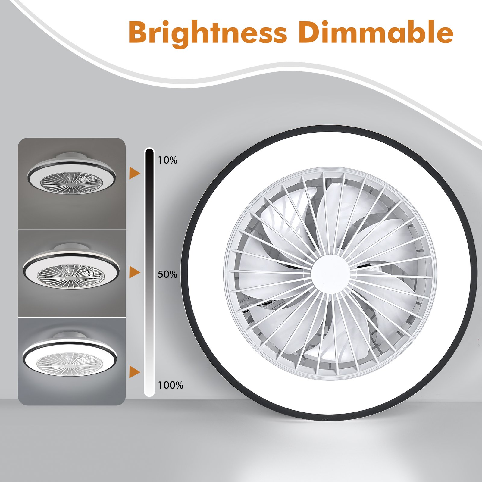 1076 Black Flush Mount Bladeless Fan Light (4)