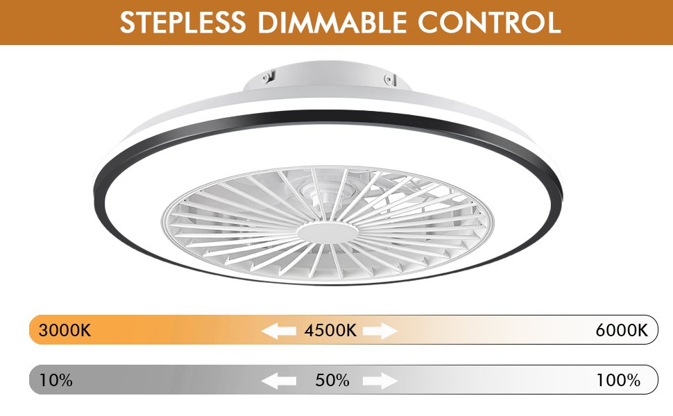 1076 Black Flush Mount Bladeless Fan Light (8)