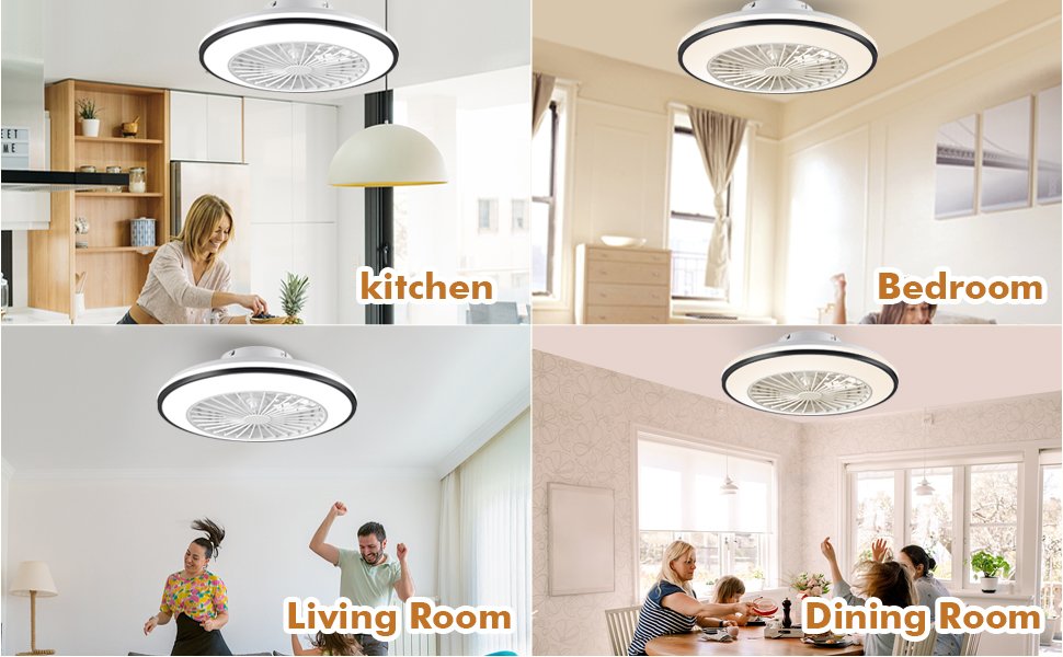 1076 Black Flush Mount Bladeless Fan Light (9)