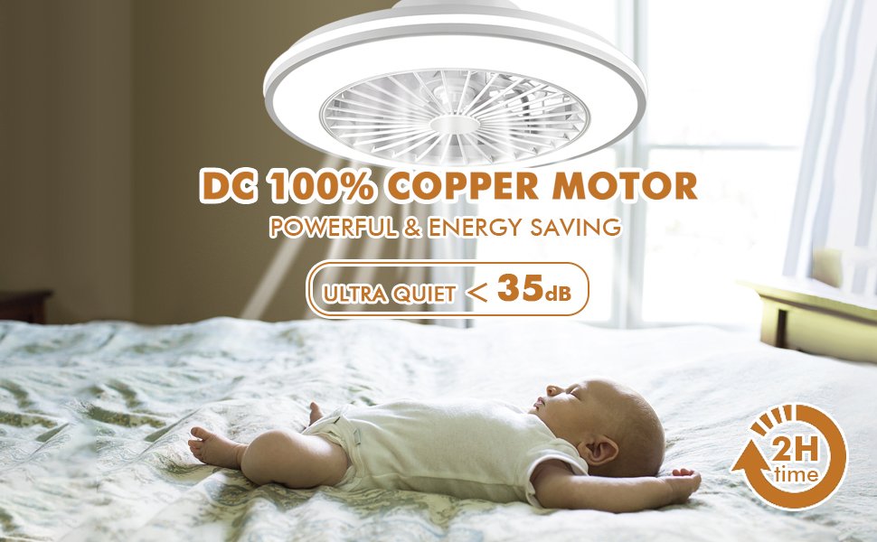 1076 White Flush Mount Bladeless Fan Light (10)