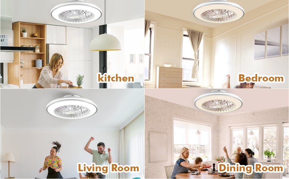 1076 White Flush Mount Bladeless Fan Light (9)