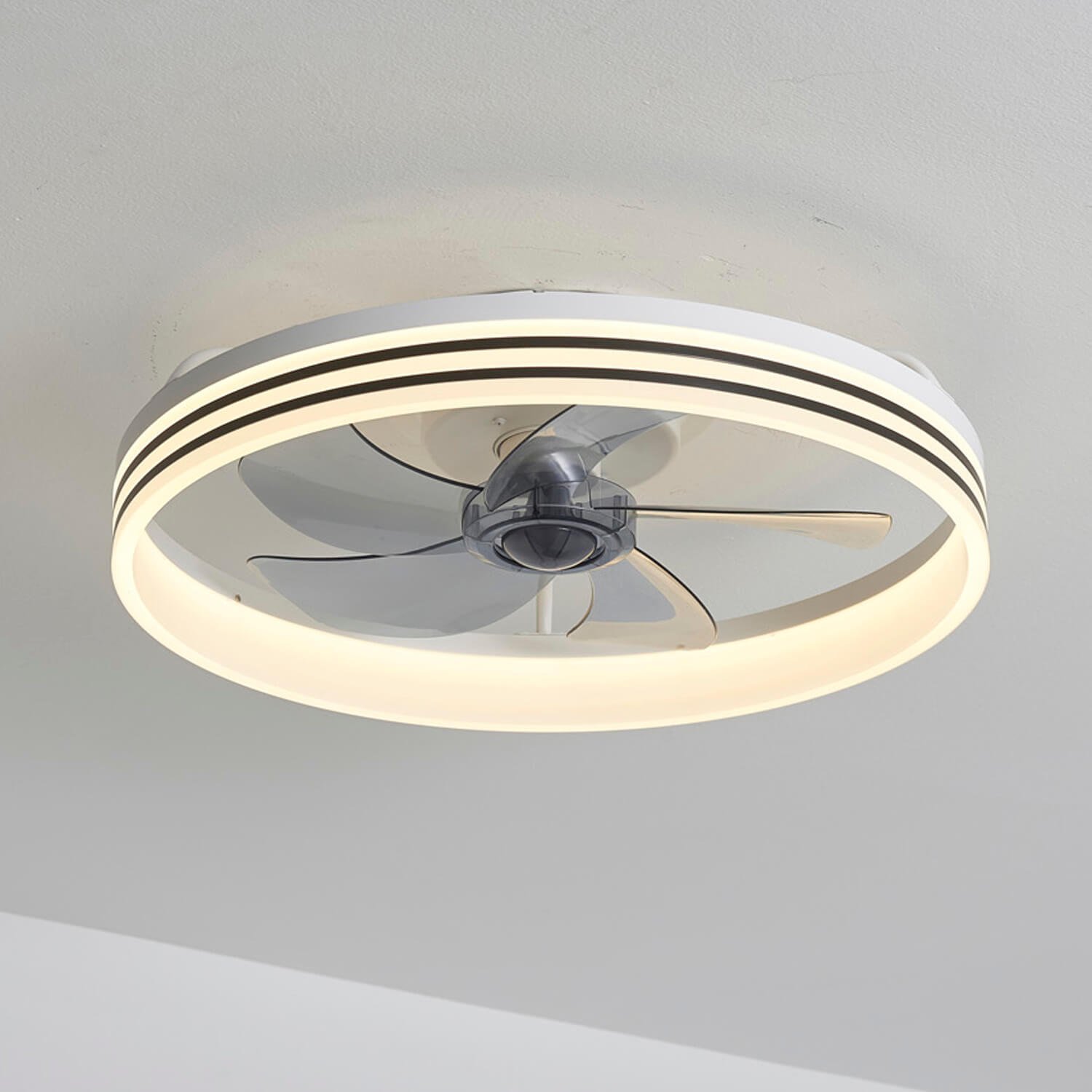 1091 White 5 Leaves Flush Mount Bladeless Fan Light (0)