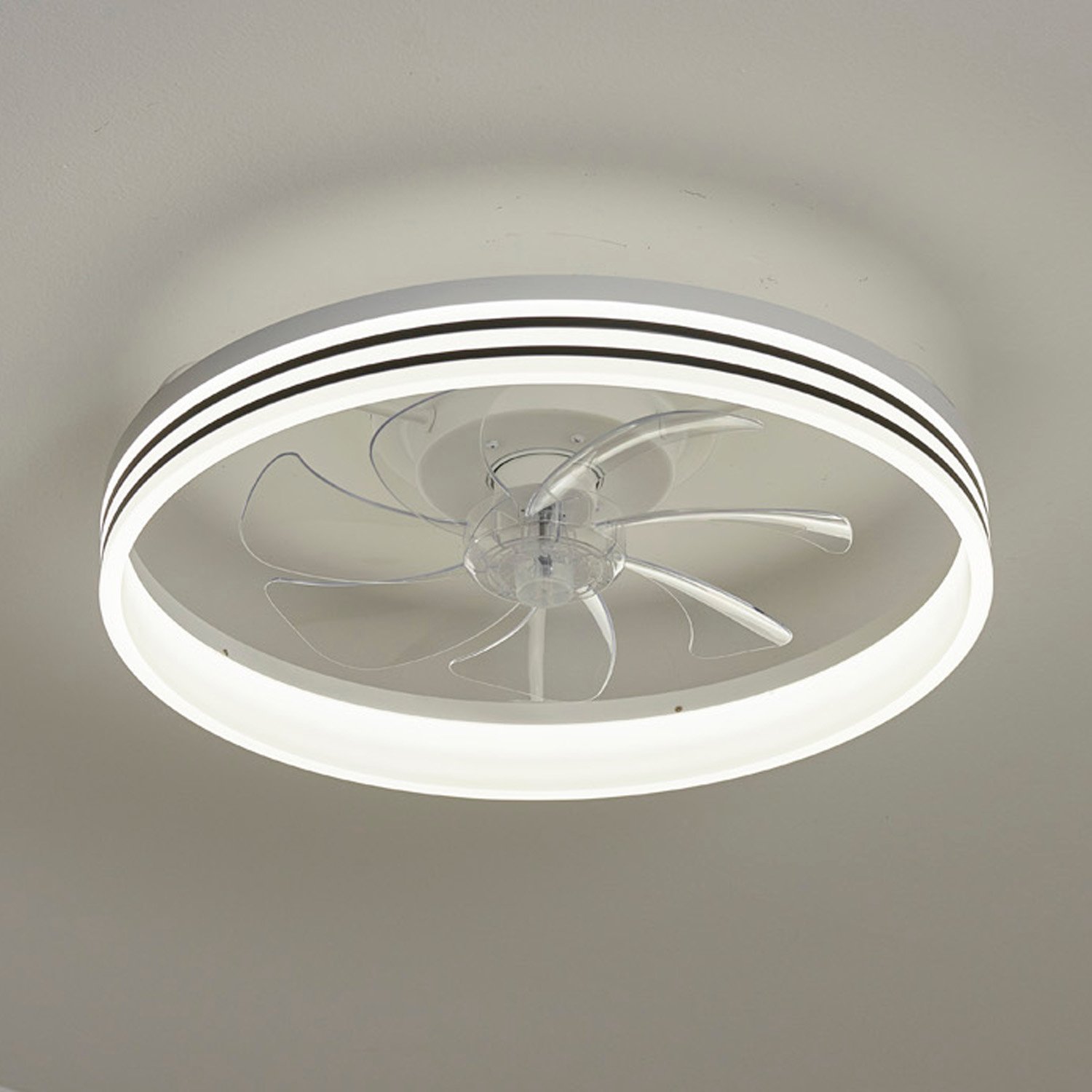 1091 White Flush Mount Bladeless Fan Light With 7 Leaves (0)