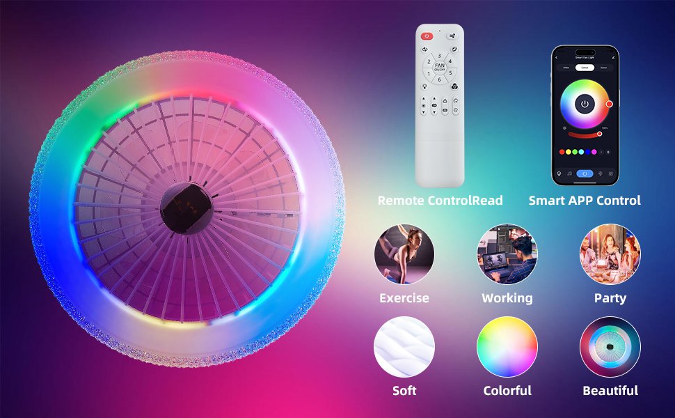 1152 White Rgb Flush Mount Bladeless Fan Light Details (2)