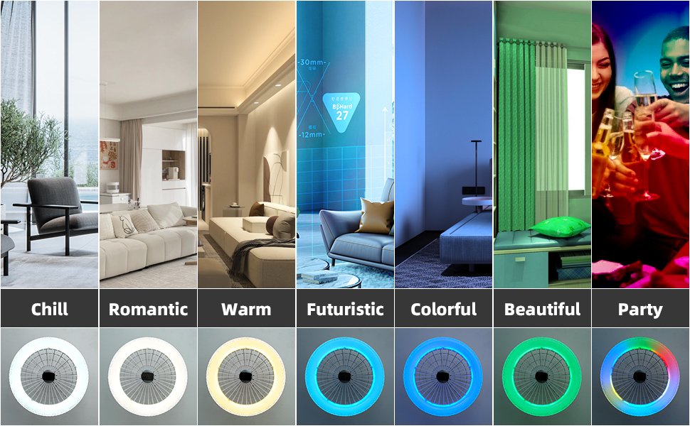 1152 White Rgb Flush Mount Bladeless Fan Light Details (5)