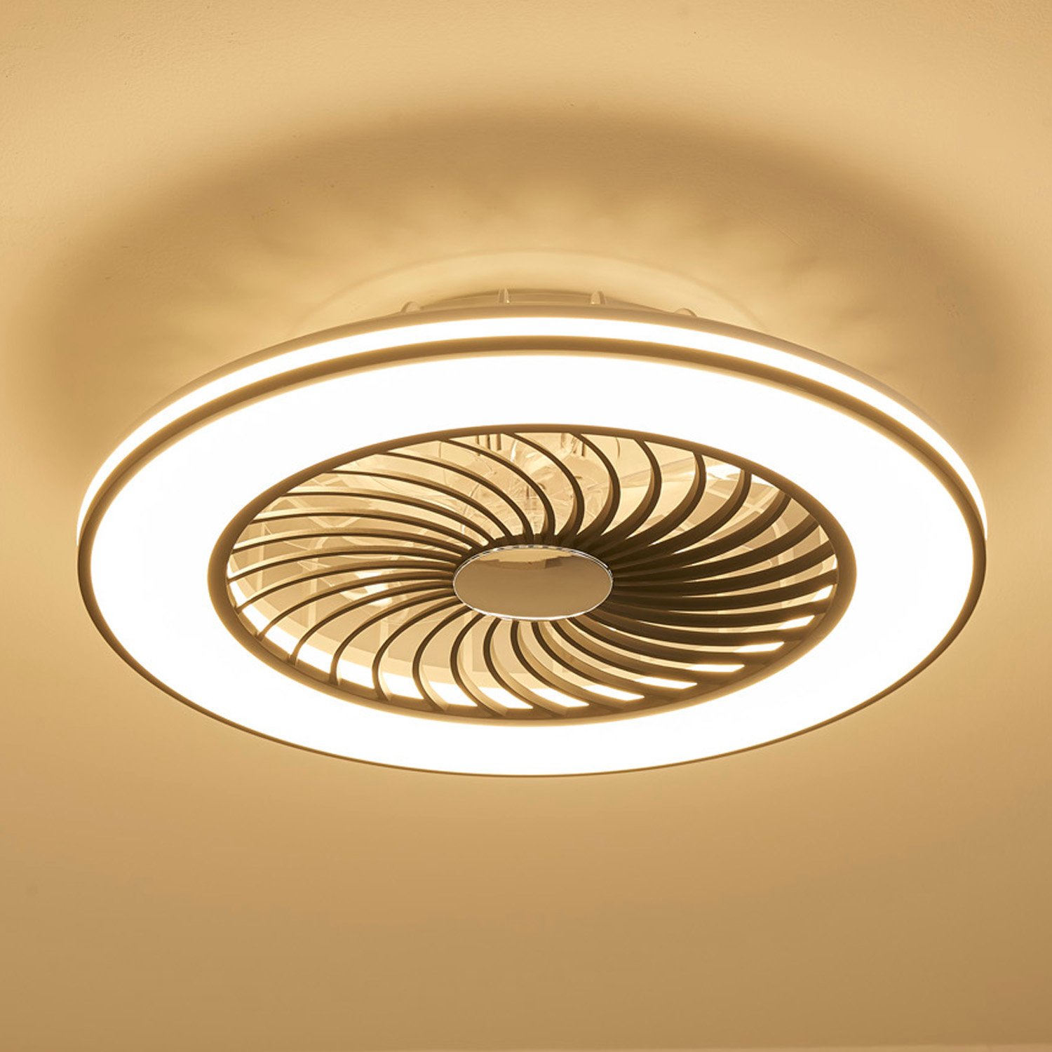 1155 Black Backlighta Flush Mount Bladeless Fan Light (0)