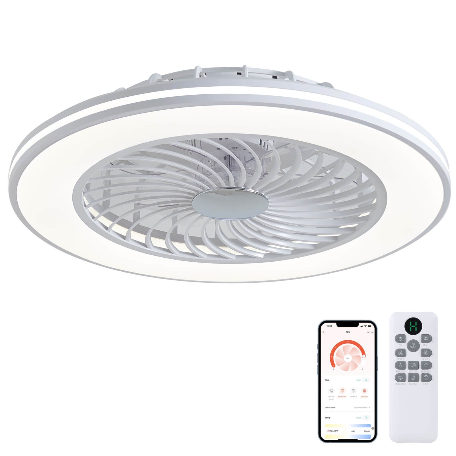 1155 Main Light Rgb Flush Mount Bladeless Fan Light (0)