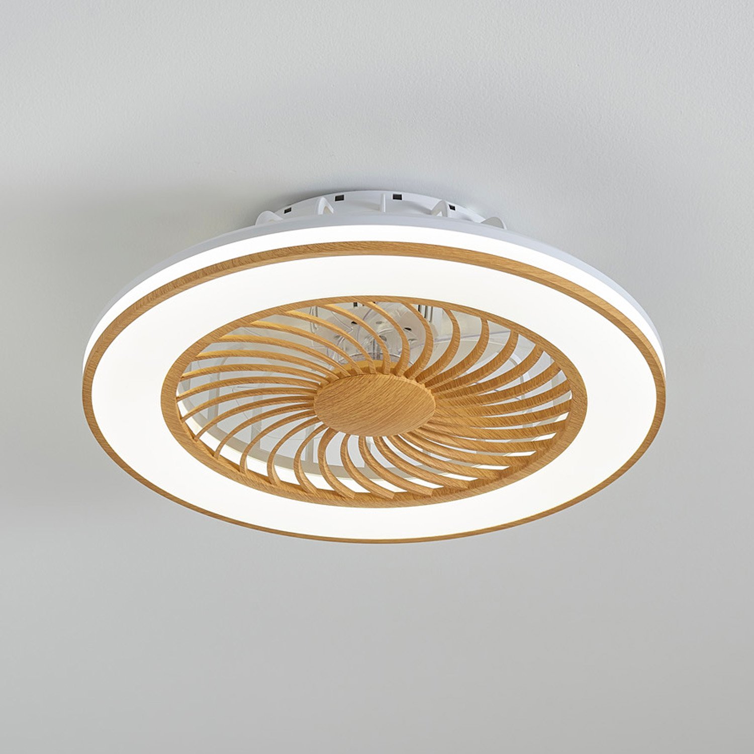 1155 Wooden Flush Mount Bladeless Fan Light (0)
