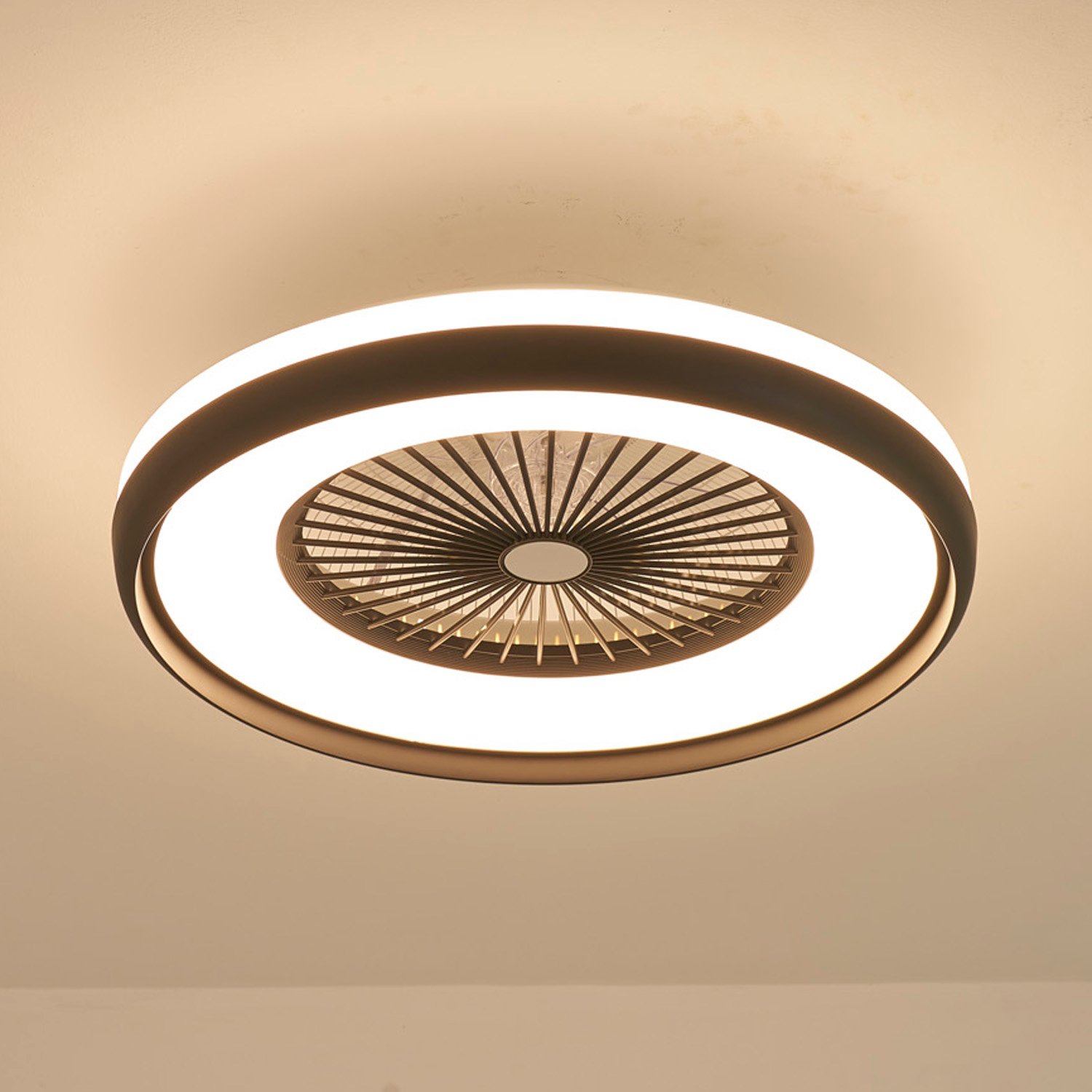 1158 Earth Black Flush Mount Bladeless Fan Light (0)