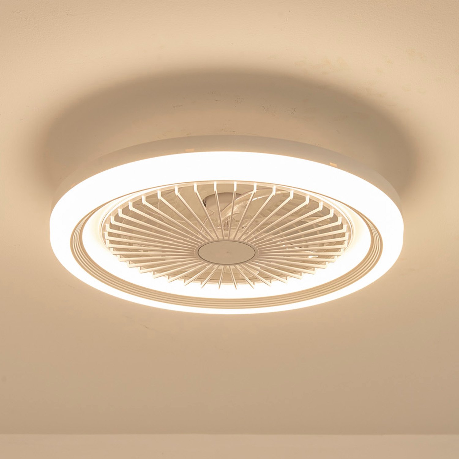 1164 White Rgb Flush Mount Bladeless Fan Light (0)