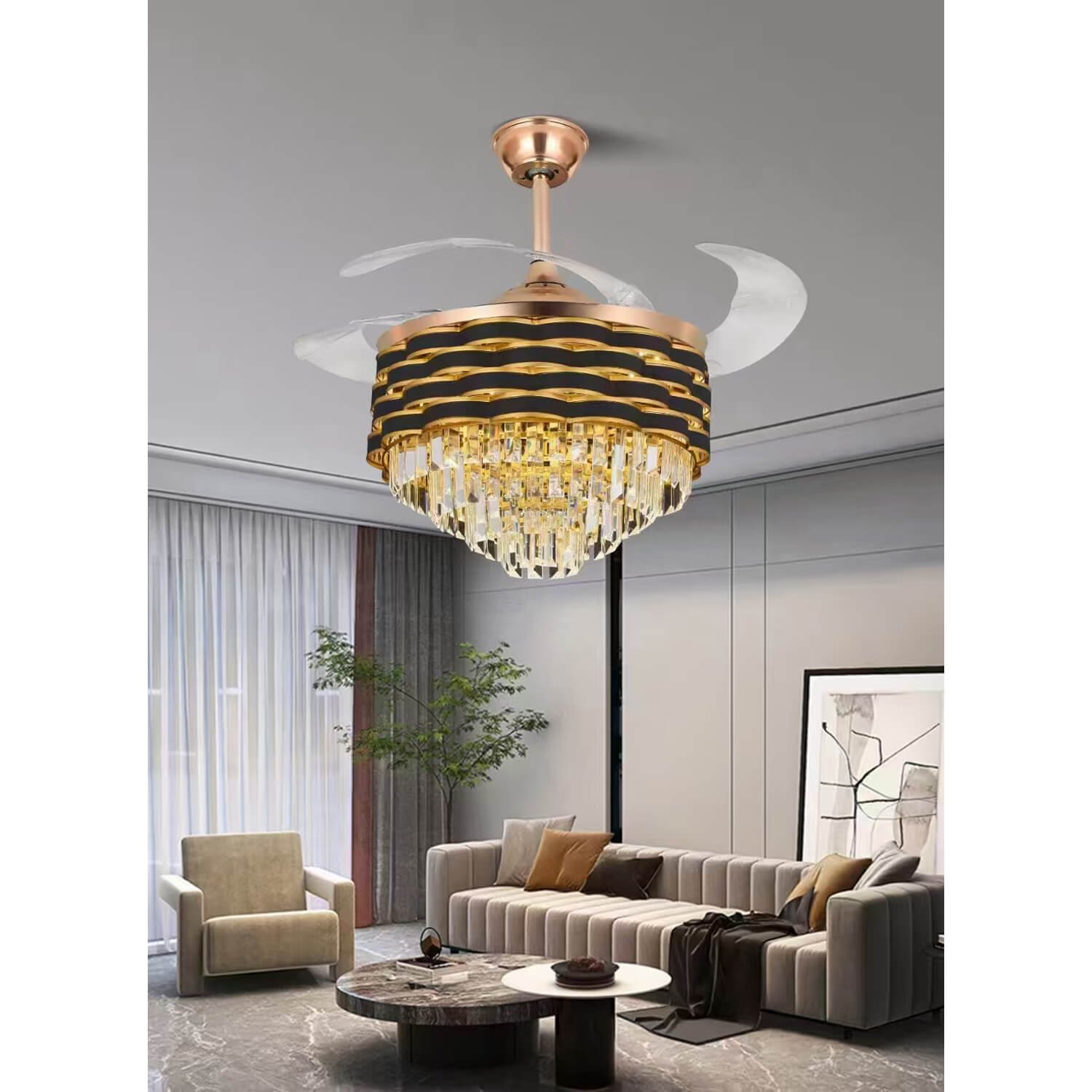 Crystal Retractable Ceiling Fan Mpb115
