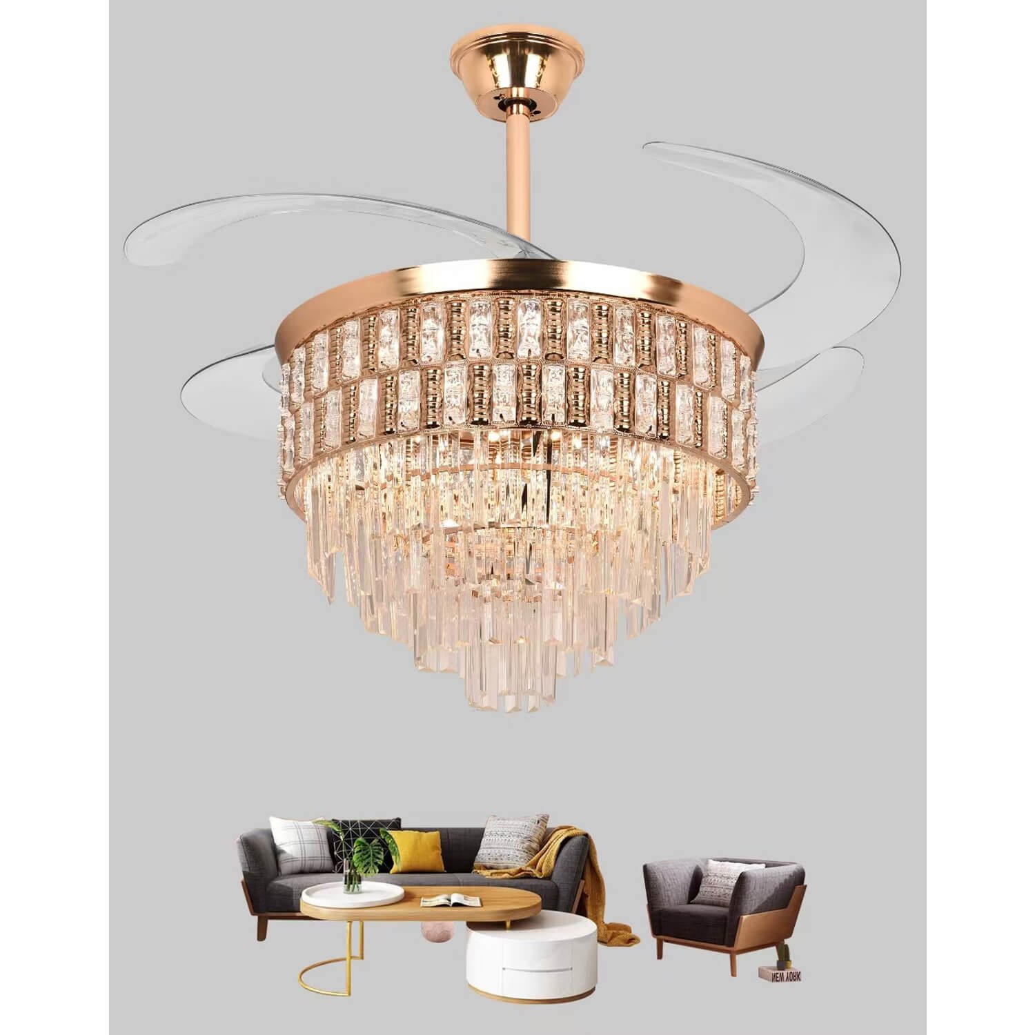 Crystal Retractable Ceiling Fan Mpb118