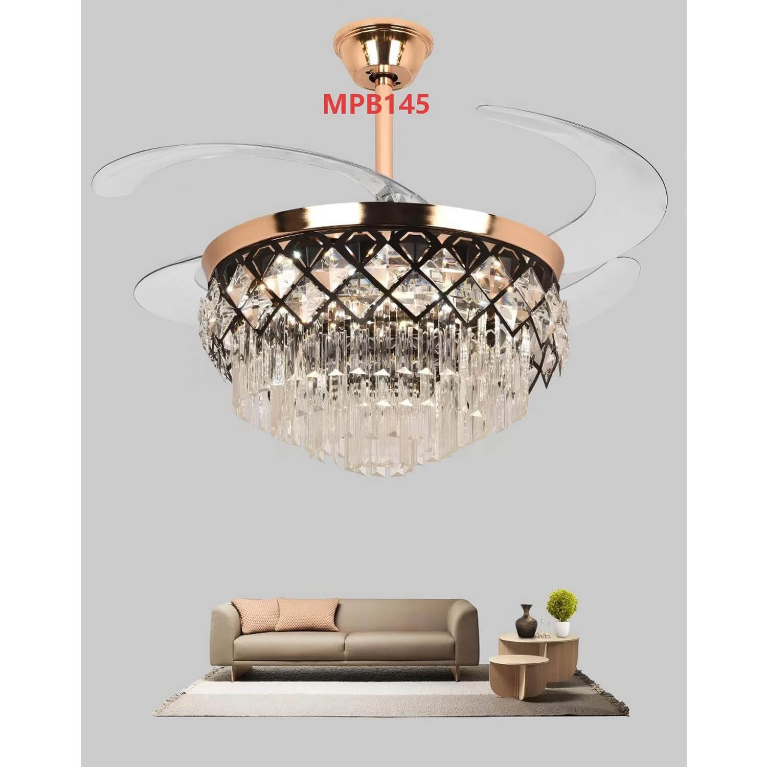 Crystal Retractable Ceiling Fan Mpb145