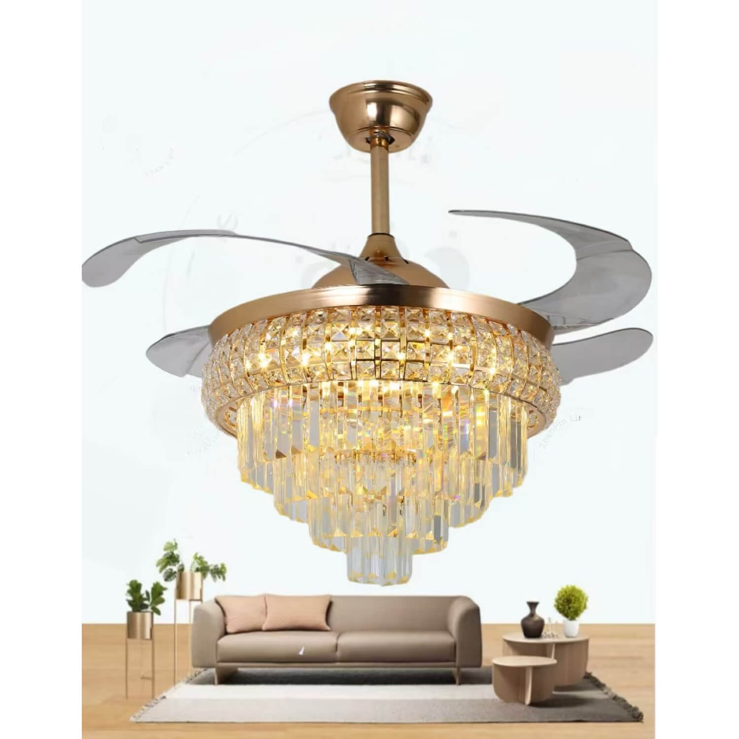 Crystal Retractable Ceiling Fan Mpb156