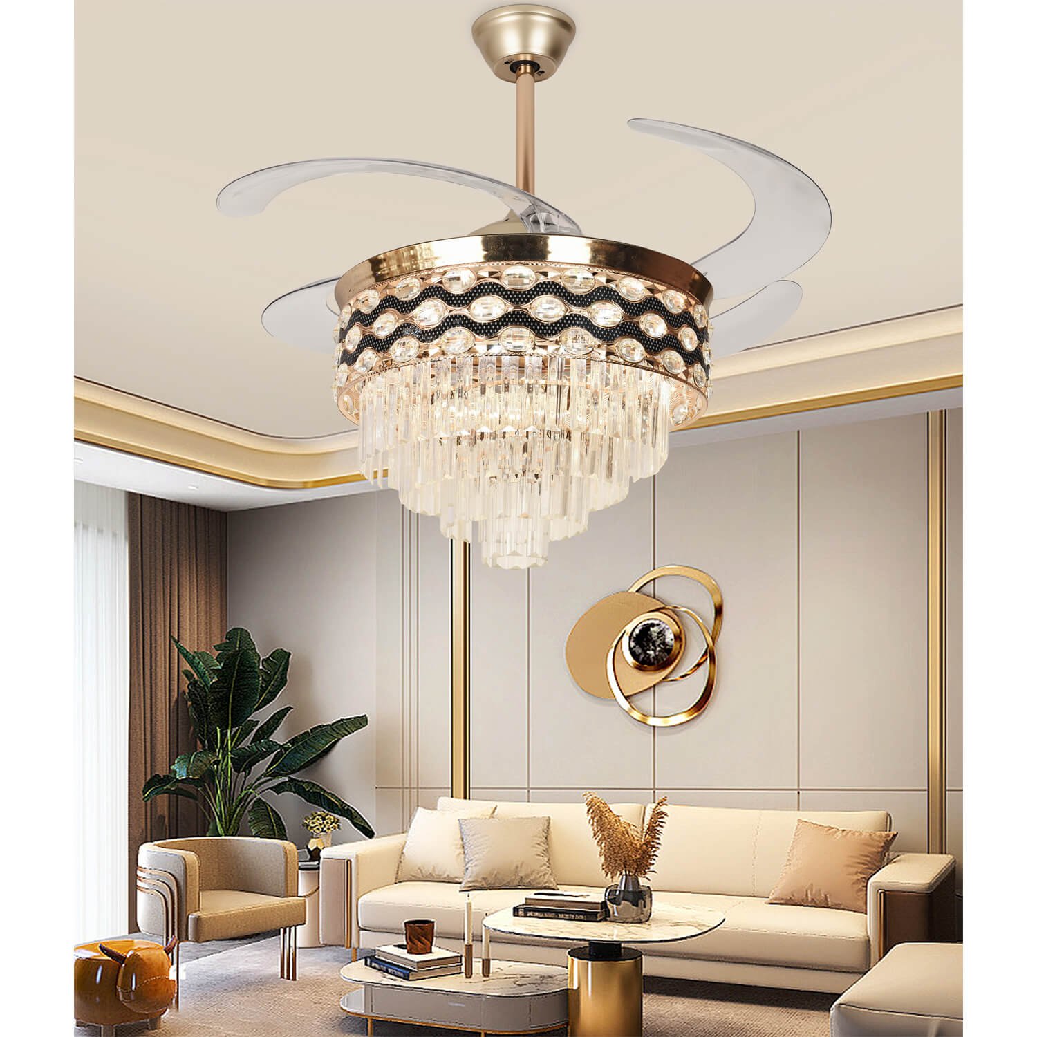 Crystal Retractable Ceiling Fan Mpb184